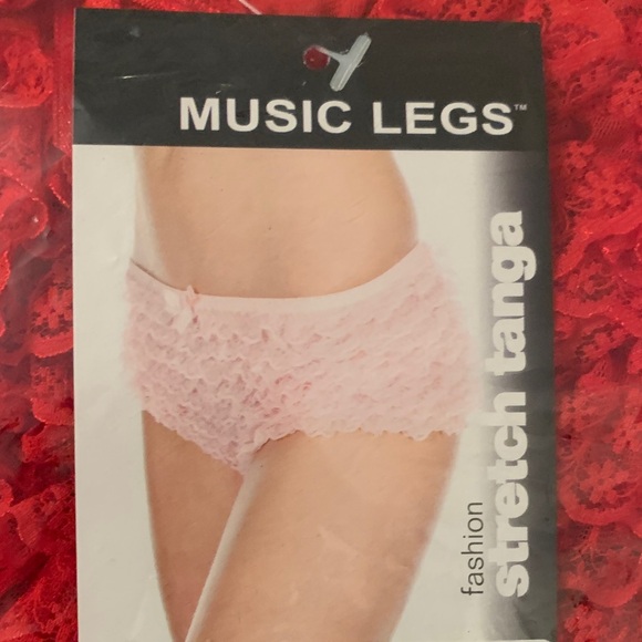 Music Legs Vibrant Red Lace Ruffle Tanga Panties - Picture 2 of 2
